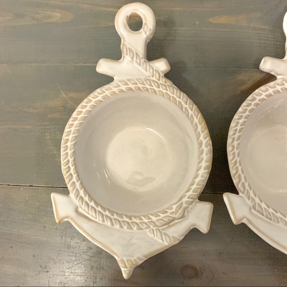 Nautical Anchor Decorative Ceramic Bowls Set of 2 - Picture 3 of 9